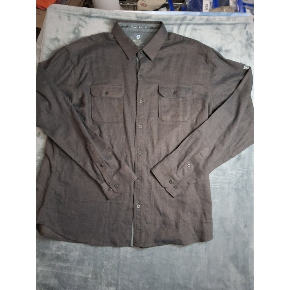 Kuhl Descendr Flannel Shirt XXL Brown Long Sleeve Button Up Hiking Outdoor